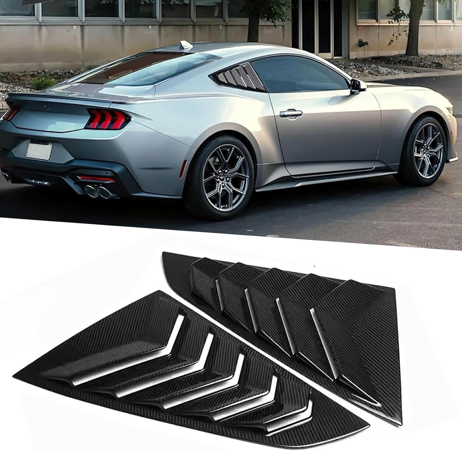 Window Louver 2Pcs Side Vent Window Louvers for Ford Mustang 2024 2025 ABS Exterior Trim Accessories ﻿ (Carbon Fiber Print)