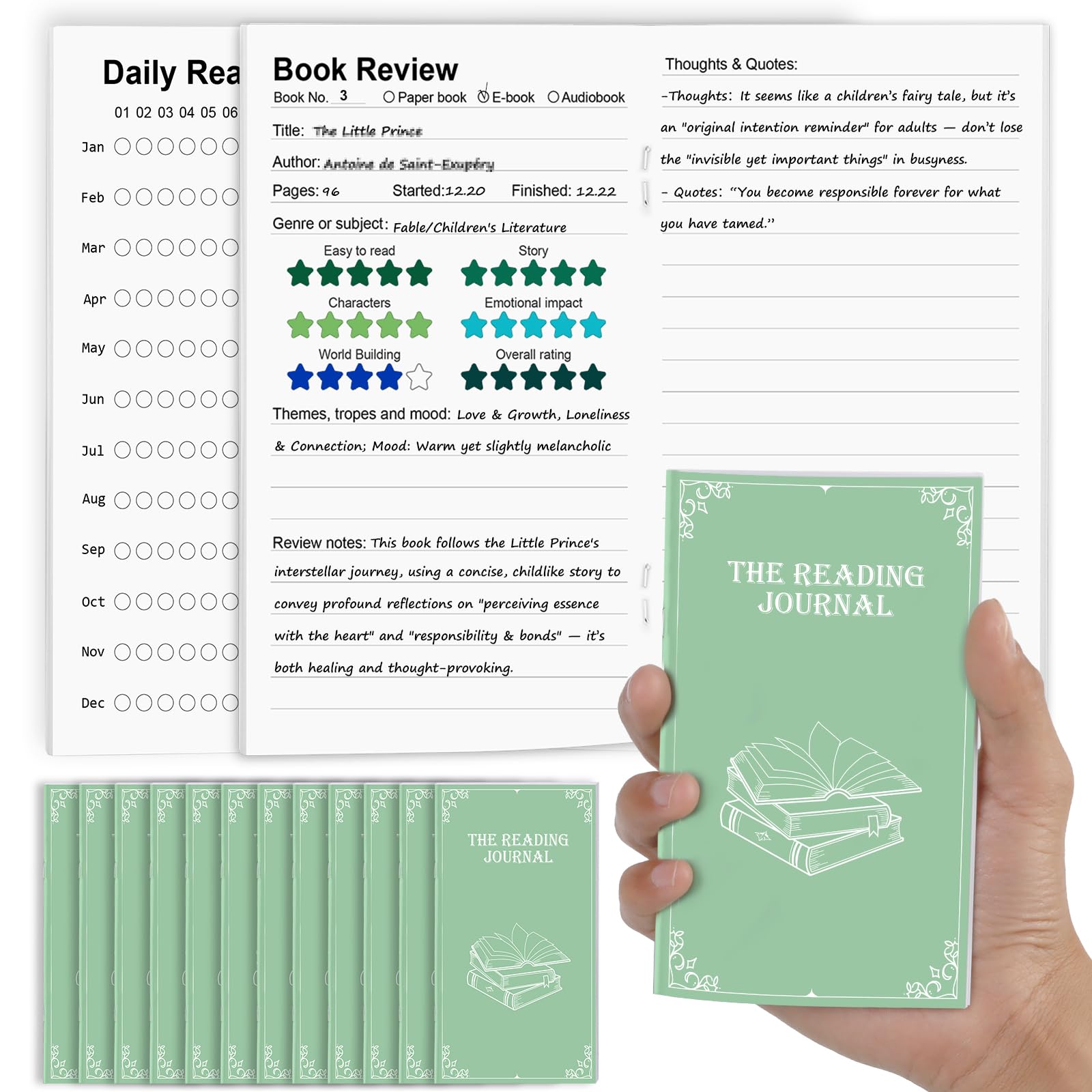 Amazon.com : 12 Pack Reading Journal for Book Lovers 18 Books