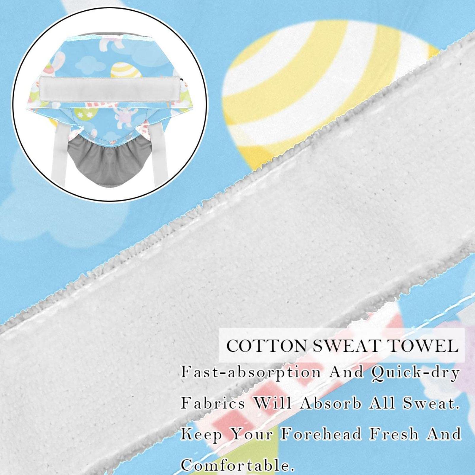 2 Packs Happy Easter Egg Bunny Nurse Scrub Caps Women Long Hair, Adjustable Tie Back Skull Hat, One Size Working Head Cover