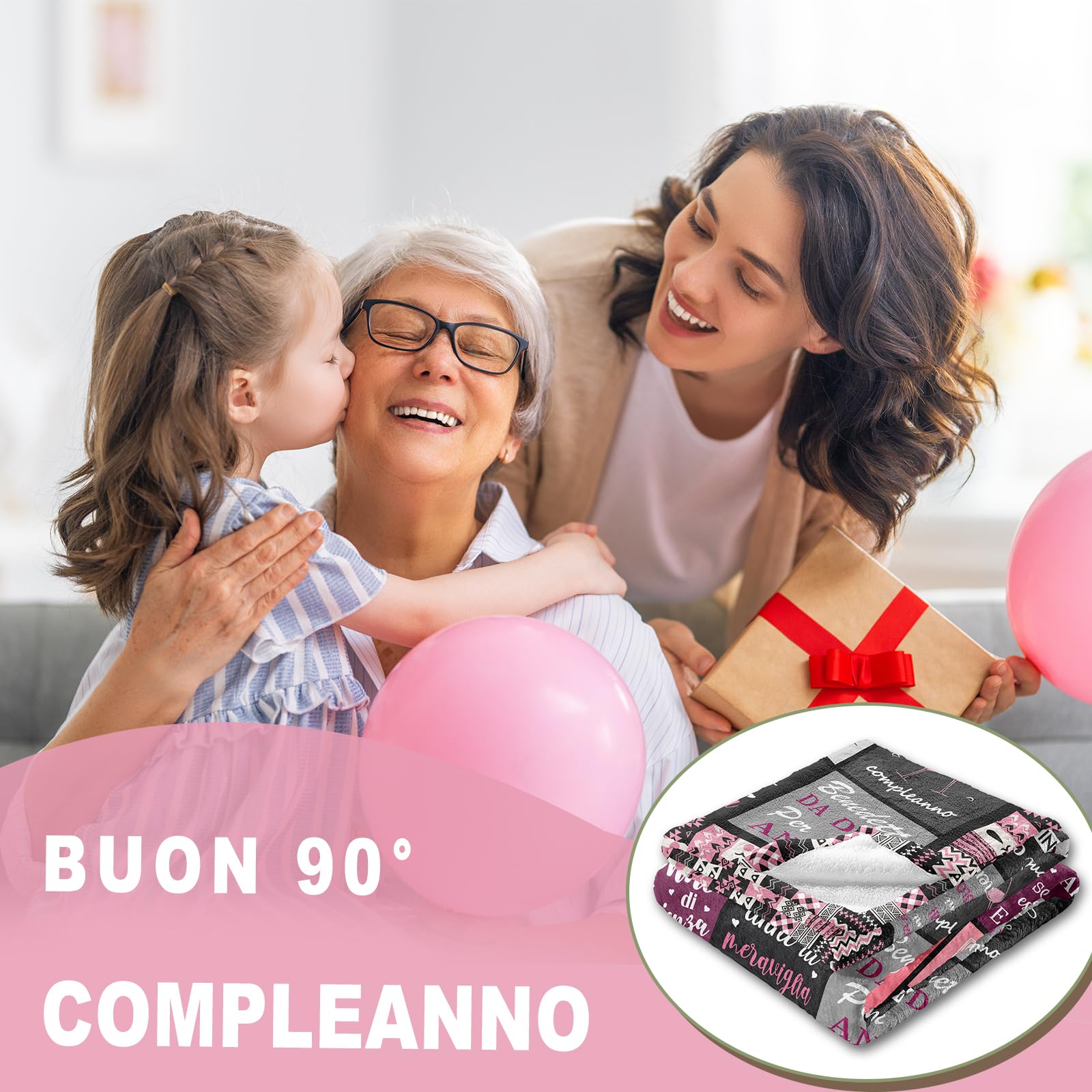 Yesbird 90 Anni Compleanno Donna, Regalo Compleanno Donna 90 Anni 1936, Regalo di 90° Compleanno/Amica/Mamma/Nonna/Moglie, Idee Regalo Coperta 130X150CM