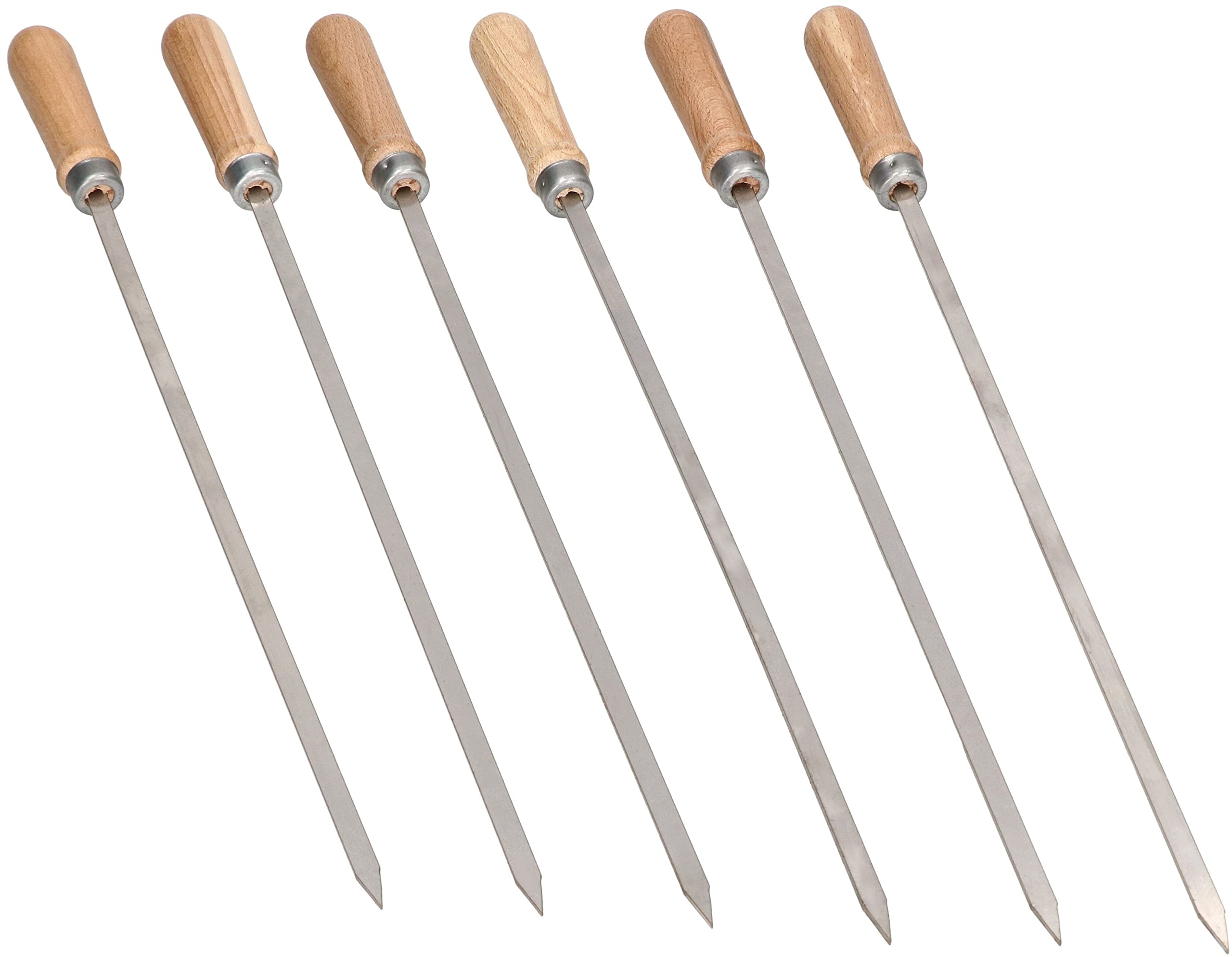 KOTARBAU® Set di 6 spiedini per barbecue in acciaio inox con manico in legno