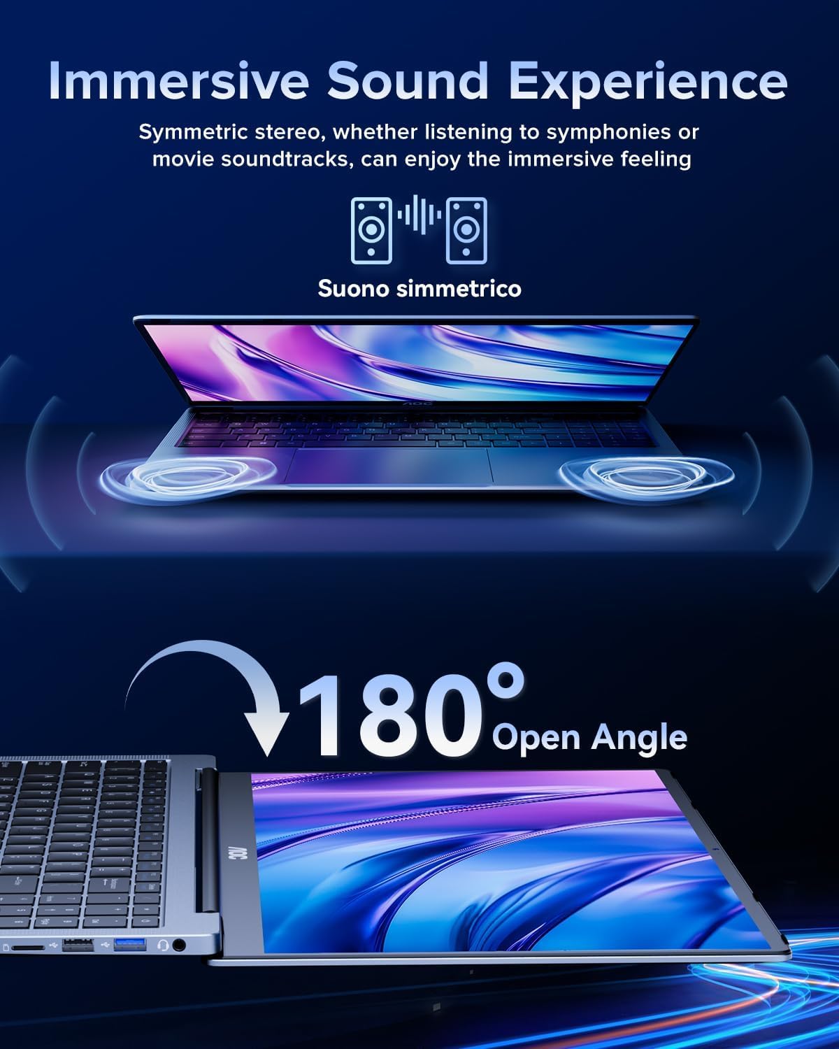 AOC Laptop Computer 15,6 Zoll FHD Bildschirm Laptop mit N95 Prozessor (bis zu 3,4 GHz) 16 GB RAM 512 GB SSD Gaming Laptops Windows 11 Laptop Computer, leicht und dünn, Metallgehäuse, Webcam, Typ-C
