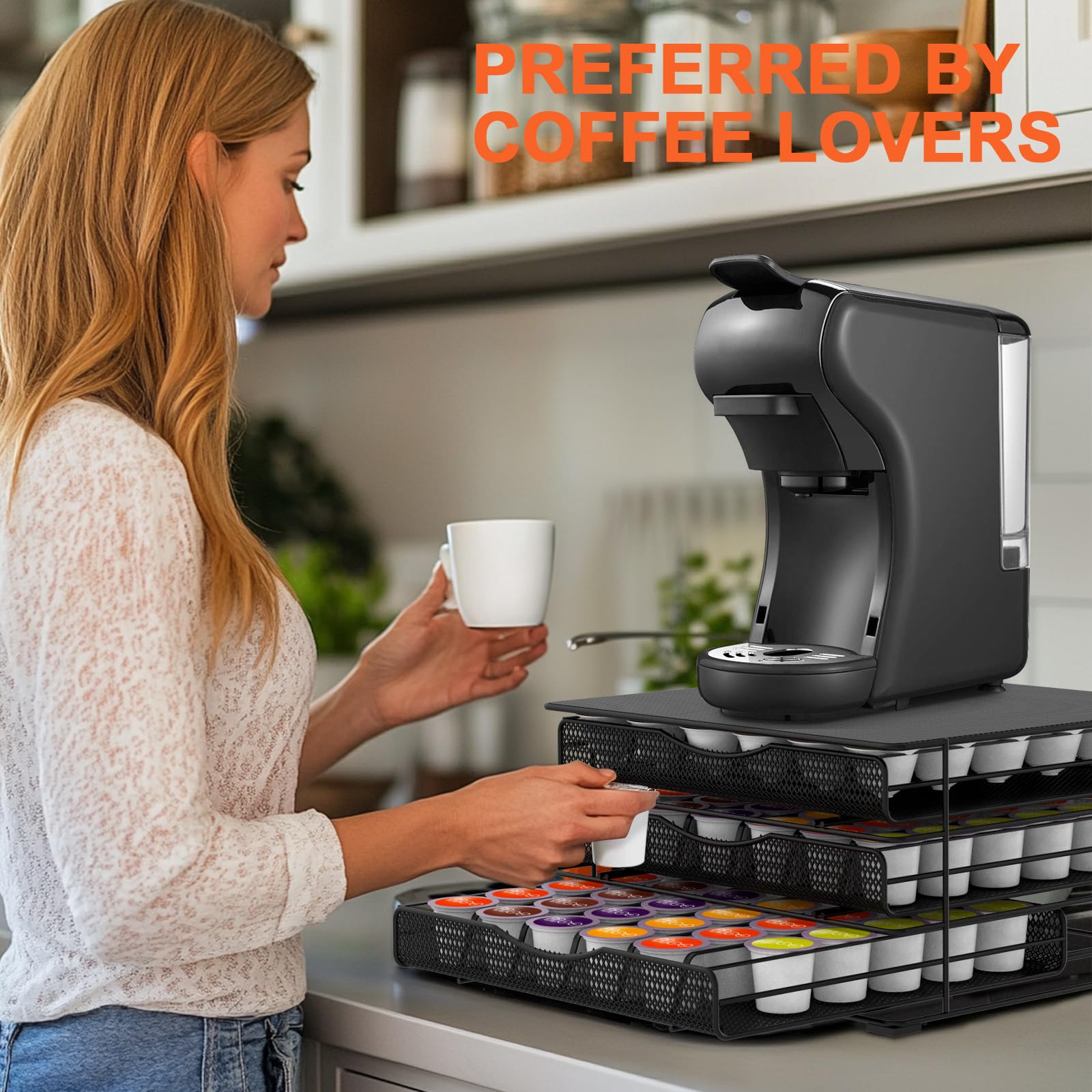 Masthome porte capsules Dolce Gusto 3 tiroirs métal, grande capacité 108 dosettes avec tapis EVA anti vibration antidérapant, rangement café pour maison, cuisine, bureau, salle de pause, noir sobre