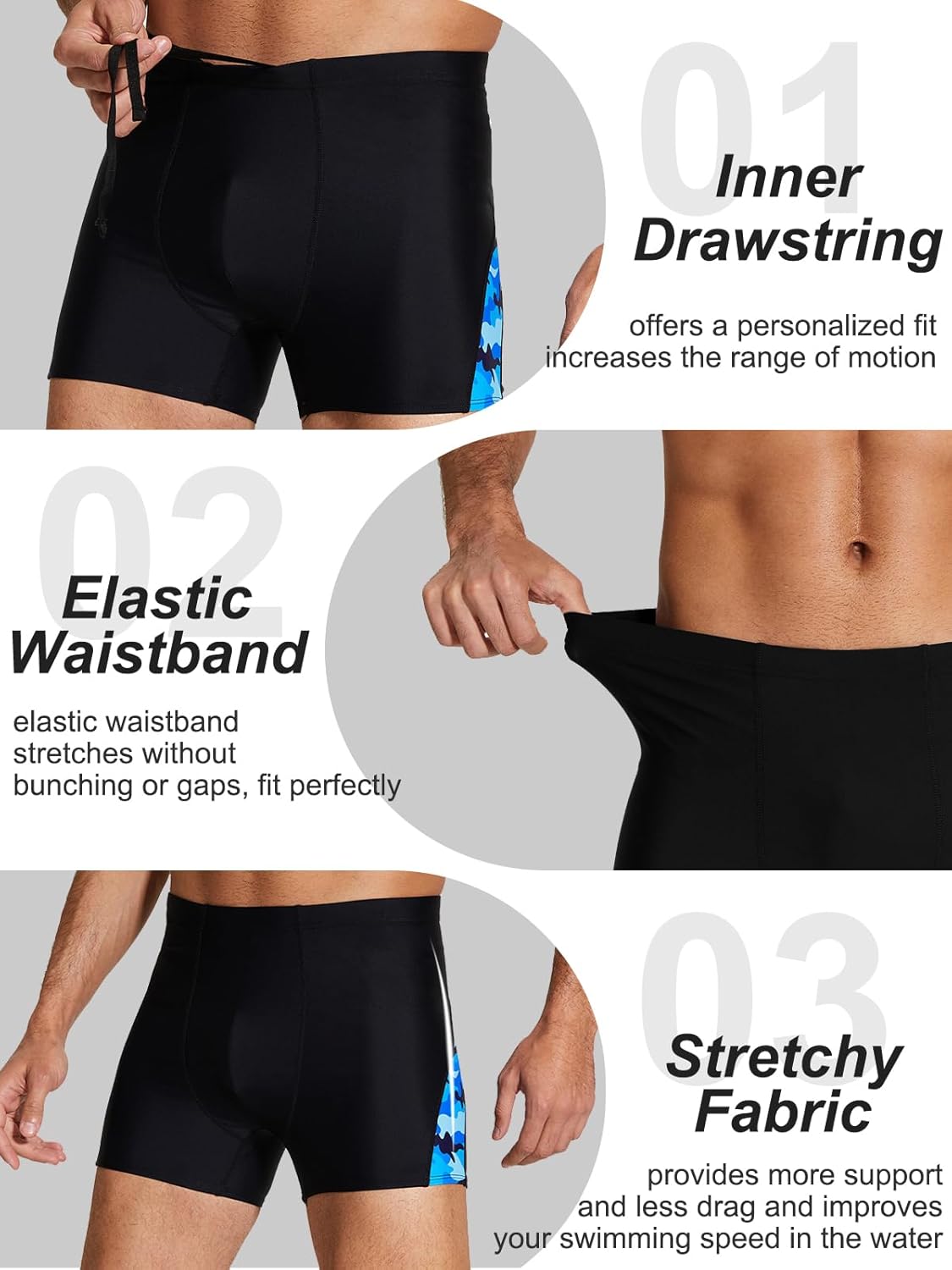 DEVOROPA Men's Swim Jammers Athletic Swimwear Racing Training Team Swimsuit Lap Competition Long Swimming Shorts Size 28-40 - Image 5
