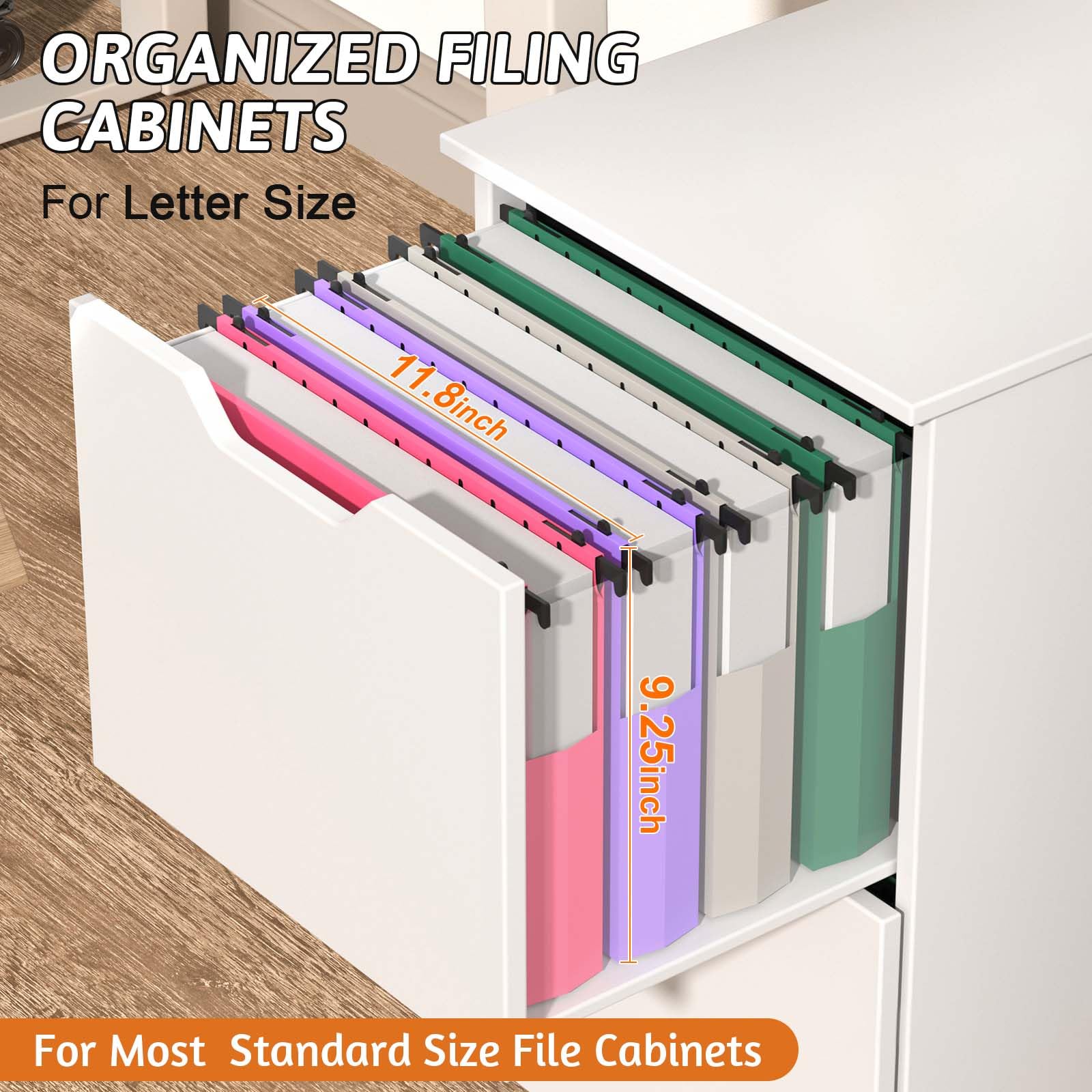 Nordun Plastic Hanging File Folder Extra Capacity,12 Pack Reinforced Hang Folders With Heavy Duty 2 Inch Expansion,Filing Cabinet Folders Letter - View #9