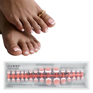 210 Pcs Natural Look French Gel Tip, Pink Short Press-on Toenails Fake Toe Nail Extensions 15 Sizes with Easy Application & Durability DIY Pedicure Gift Set