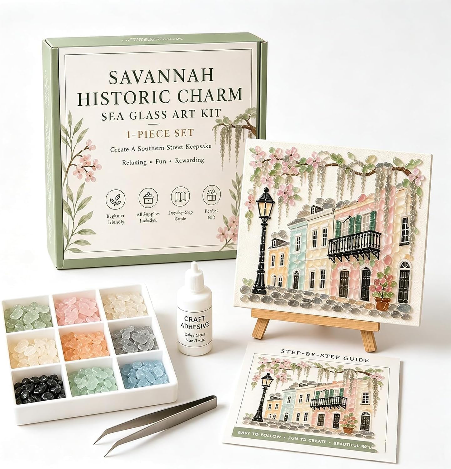 Sea Glass Art Kit | Seaglass DIY Mosaic Art Craft Kits for Adults