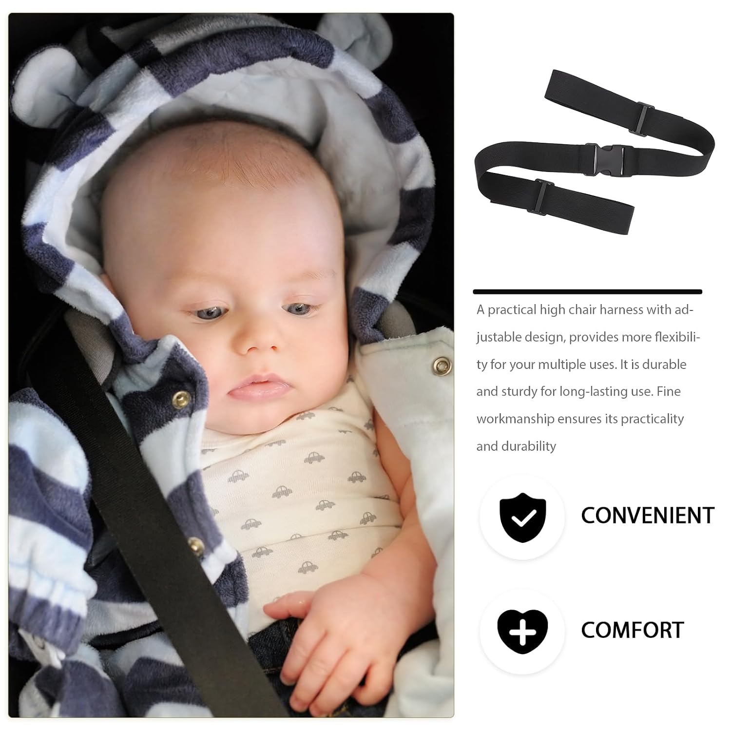 Adjustable Baby High Chair Straps 3-Pack Portable Child Safety Harness Belt for Stroller Pushchair and Travel Universal Fit for Toddler Chairs