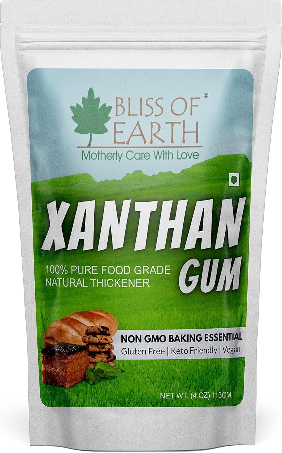 Bliss of Earth Xanthan Gum Powder, 113g | 100% Pure Food Grade Thickener & Stabilizer | Gluten Free Cooking & Baking Essential for Bread, Cakes & Sauces| Vegan, Keto-Friendly & Multipurpose Powder