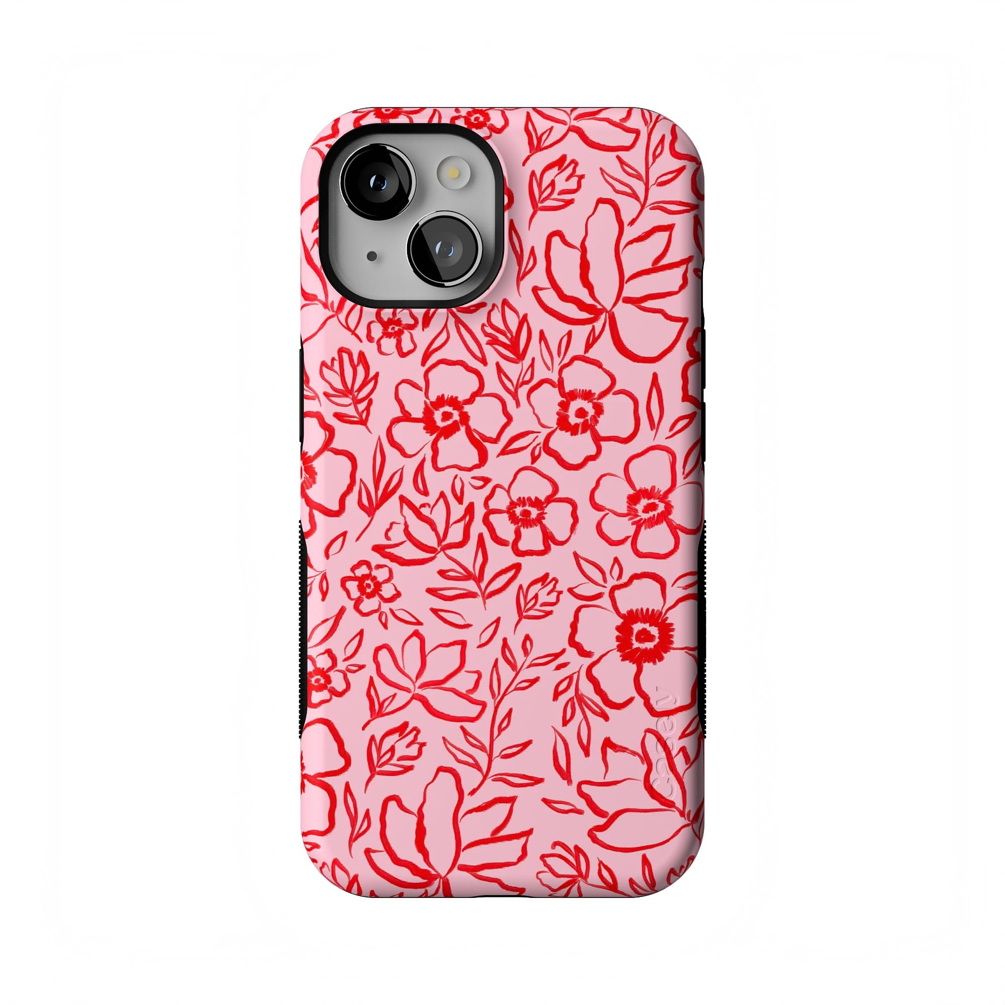 Casely iPhone 14 Case | Blush Garden | Floral Doodle | Bold Protective Design | Compatible with MagSafe