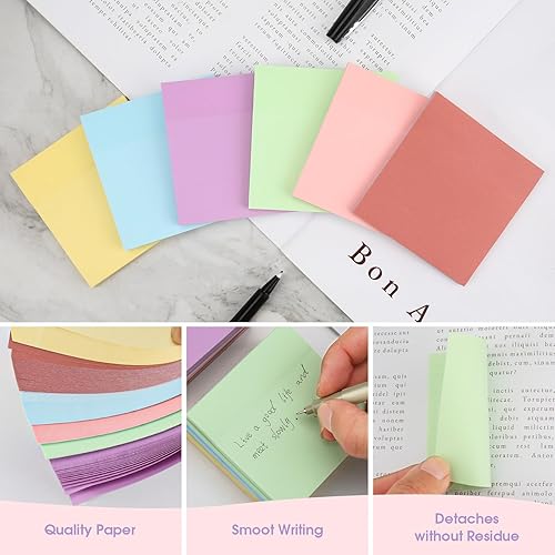 Miniatura 3 de YISAN Notas adhesivas de 3 x 3 pulgadas, colores pastel, 12 almohadillas autoadhesivas, 50 hojasbloc para oficina, hogar, 71167