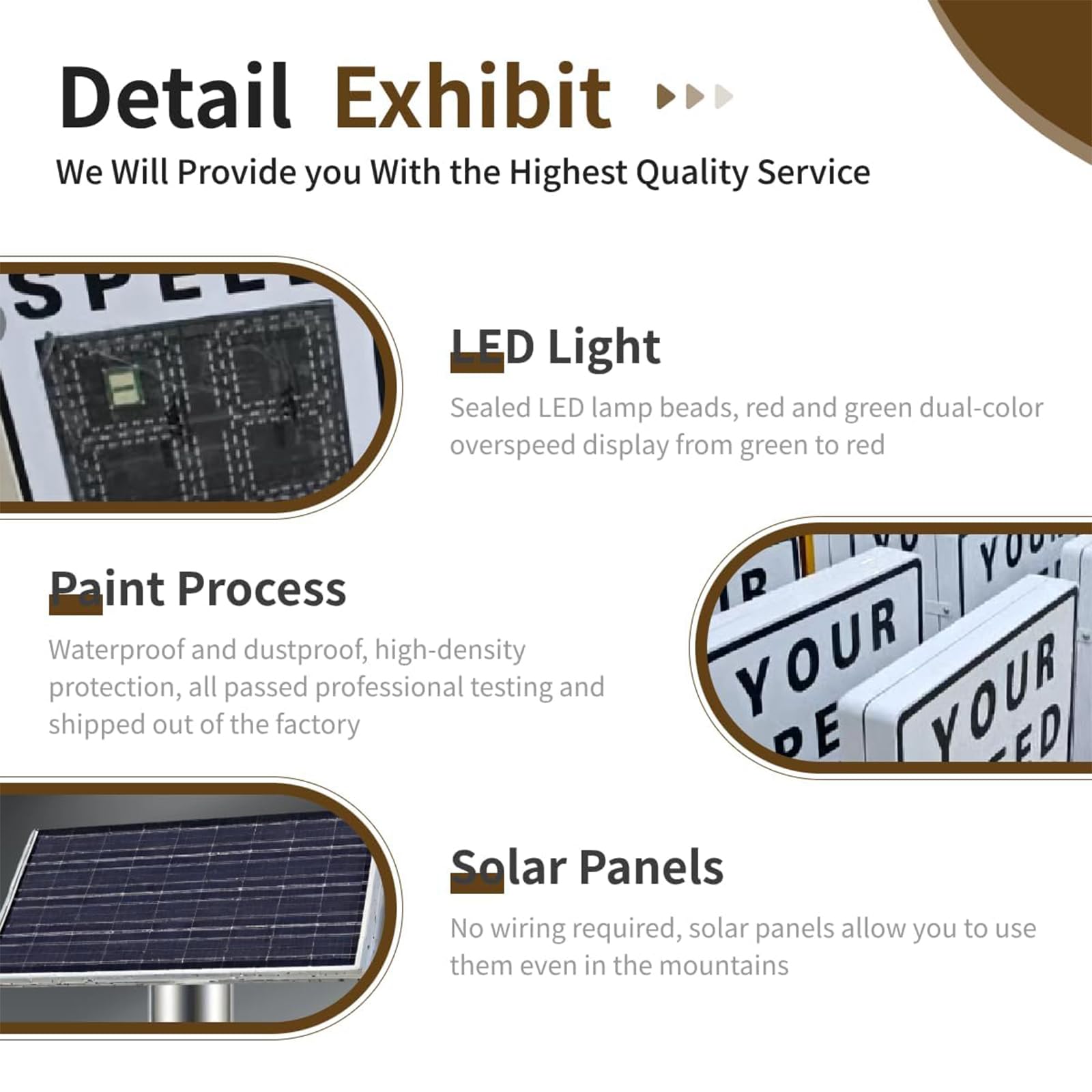 Señal de velocidad de radar solar, detector de velocidad de 24 x 35 pulgadas con pantalla LED para seguridad, señalización de carretera y calle