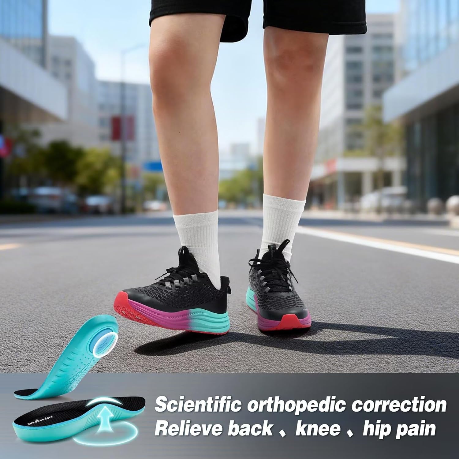 Women's Orthopedic Road Running Shoes: Comfortable Arch Support Plantar Fasciitis Flat Feet Orthotic Athletic Fashion Sneakers, Casual Trekking Sport Walking Shoes for Foot Heel and Pain Relief - Image 6