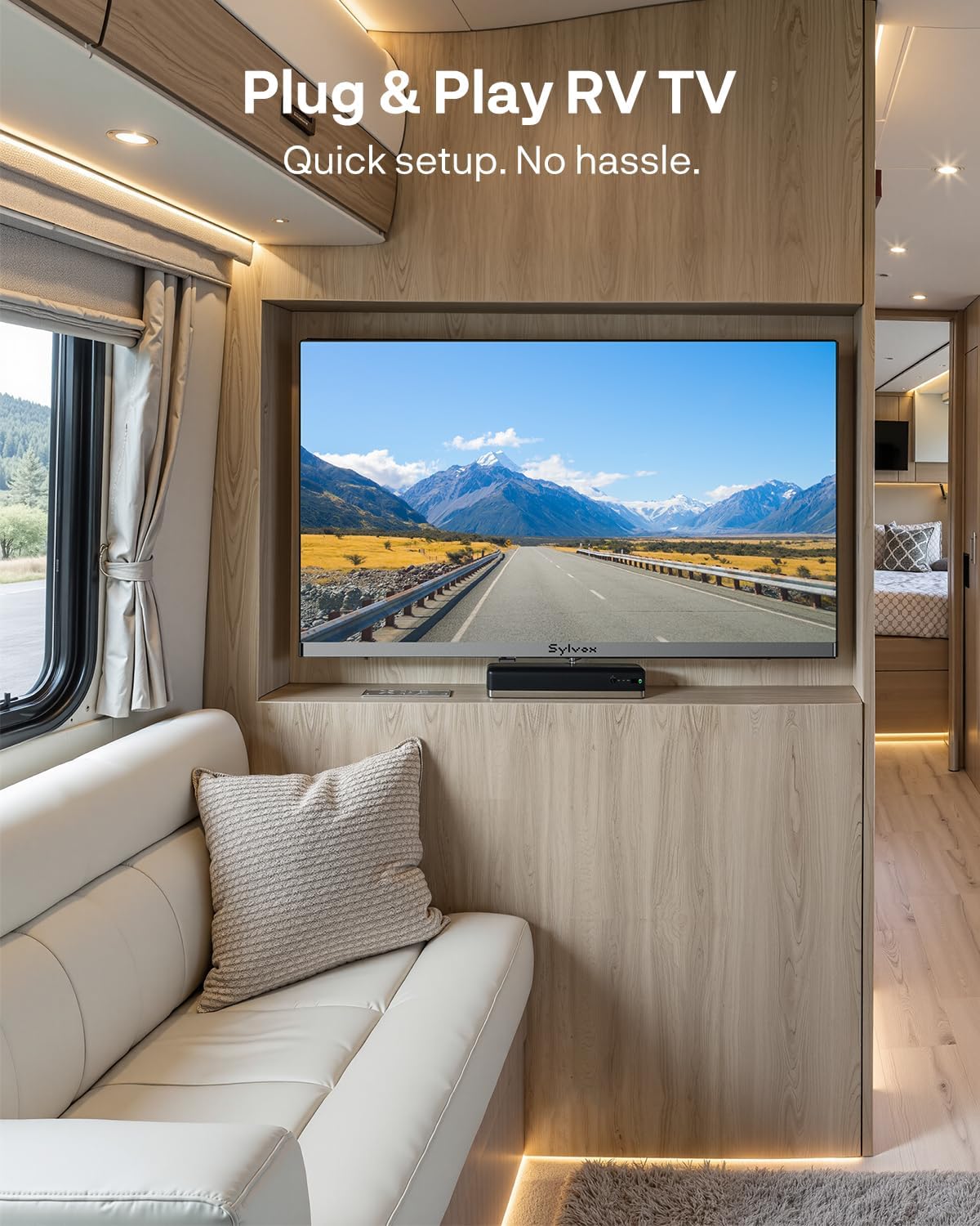 SYLVOX 22-Inch Smart RV TV, QLED 1080P FHD, Built-in DVD Player, Google TV OS, Wide Voltage Support 12V/24V AC/DC Television for RV & Home, HDMI & USB