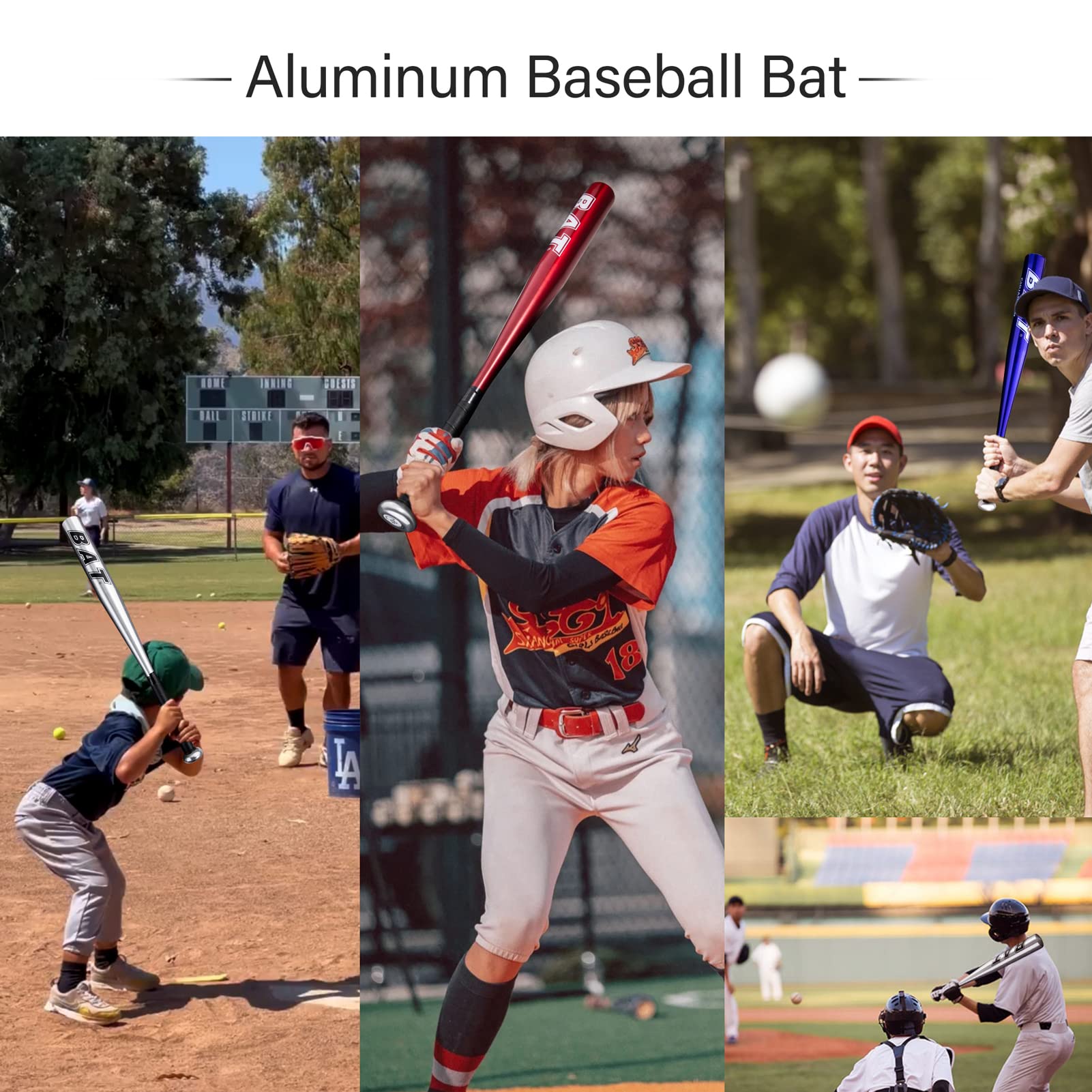 34 Pulgadas más Grueso 86,4 cm Bate de béisbol de aleación de Aluminio Varilla Antideslizante Bate de Goma para la práctica de formación para Adultos Adolescentes Negro Rojo Azul Plata para Elegir