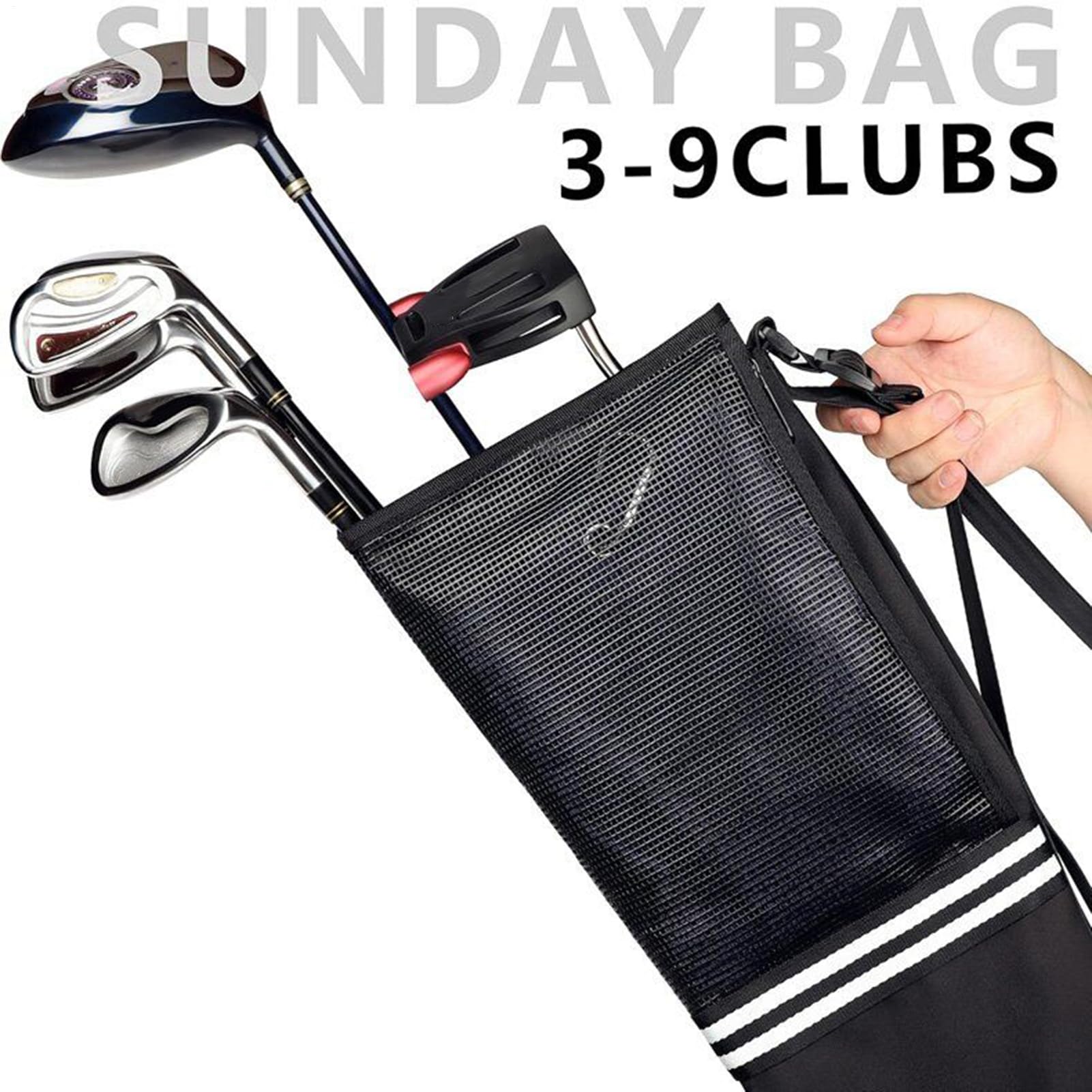 Sacs de transport de golf pour homme, sac de balle de golf | Organiseur pliable et étanche pouvant contenir 3 à 9 bâtons pour adultes, adolescents, débutants, avion, voyage, chariot, entraînement