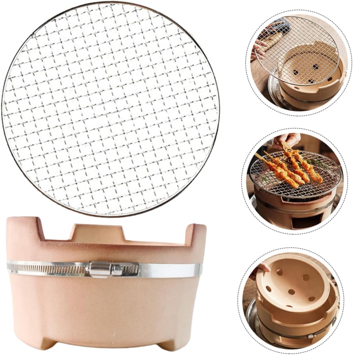 POPETPOP Charcoal Stove Grill Net Bbq Grill Charcoal for Camping Picnics and Parties