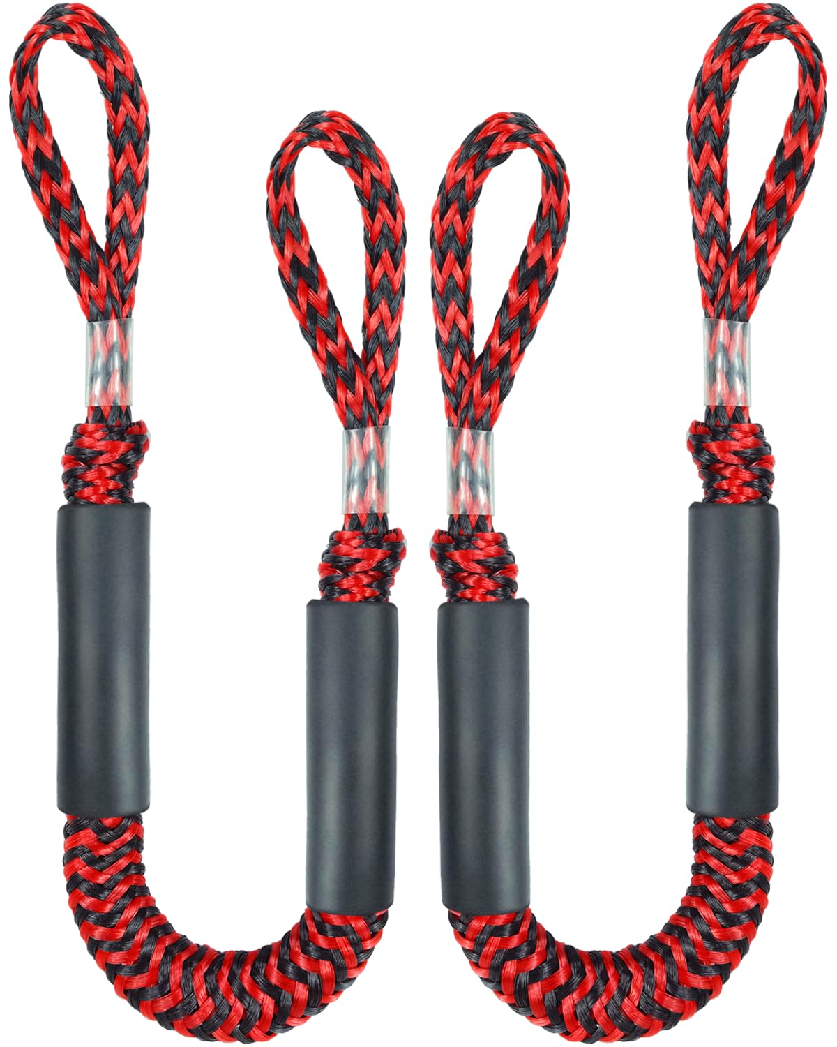 Geelu 2-Pack Bungee Dock Lines (2.5 FT) - Shock Absorbing Boat Fender Ropes For Docking Jetskis, Pontoons & Small Boats