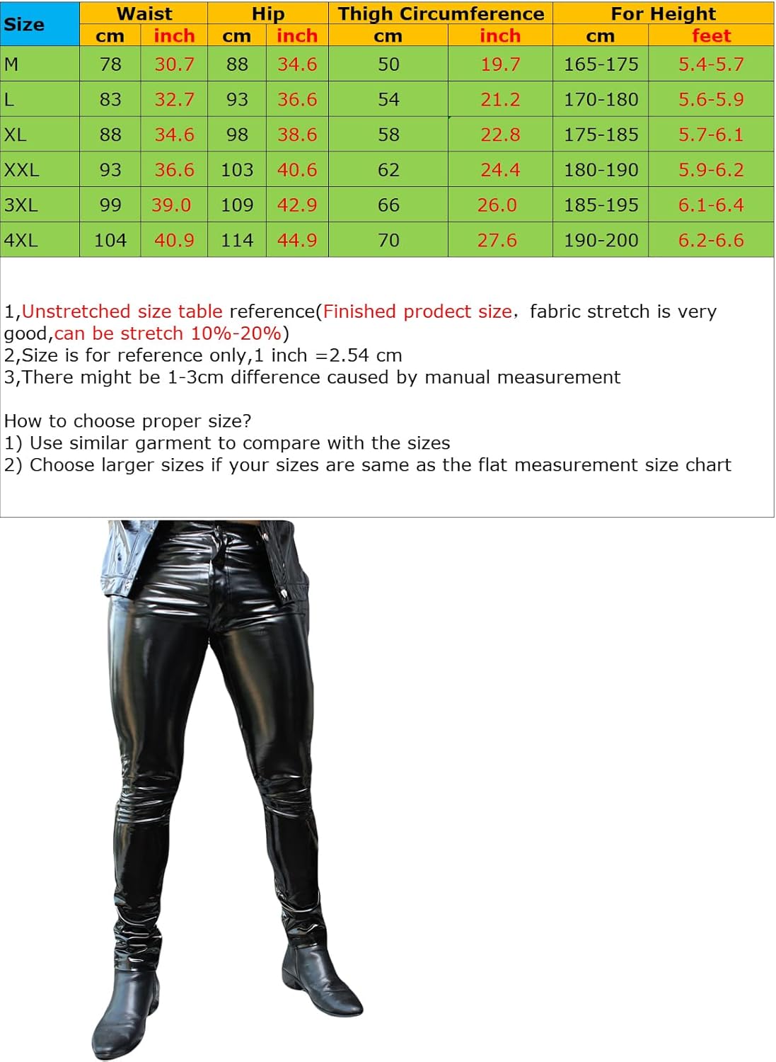 Men's Sexy Fashion Wetlook Shiny Synthetic Latex Stretchy Leggings Slim Fit Skinny Long Pencil Pants Trousers