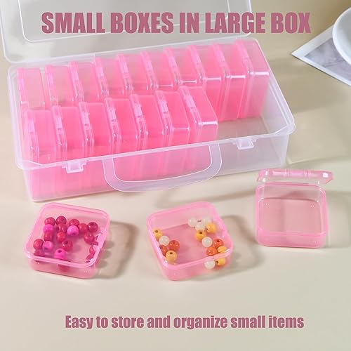 Miniatura 5 de Juego de cajas de almacenamiento de plástico transparente de 20 piezas, organizador de manualidades de tamaño mediano con tapas, contenedores de