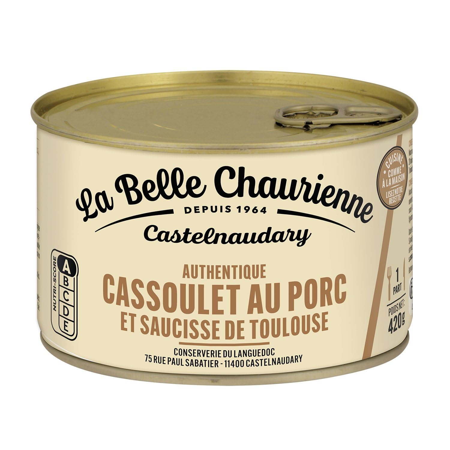 LA BELLE CHAURIENNE – Cassoulet Savoureux au Porc, Recette Traditionnelle Gourmande (Boîte 420g) - lot de 4 - Vendu par Lot