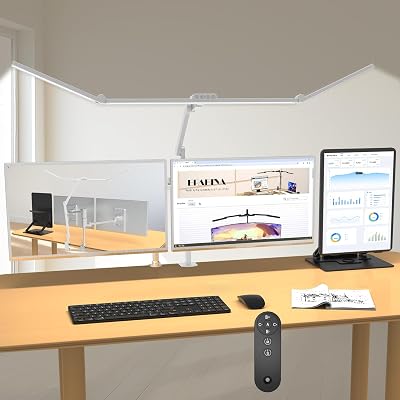 EPABINA 36W Ultra Bright Architect Desk Lamp with Clamp, Tall Overhead Rotatable Led Desk Light for Home Office, 47Inch Long Adjustable Monitor Light Bar with Remote for Computer Screen Desktop Table