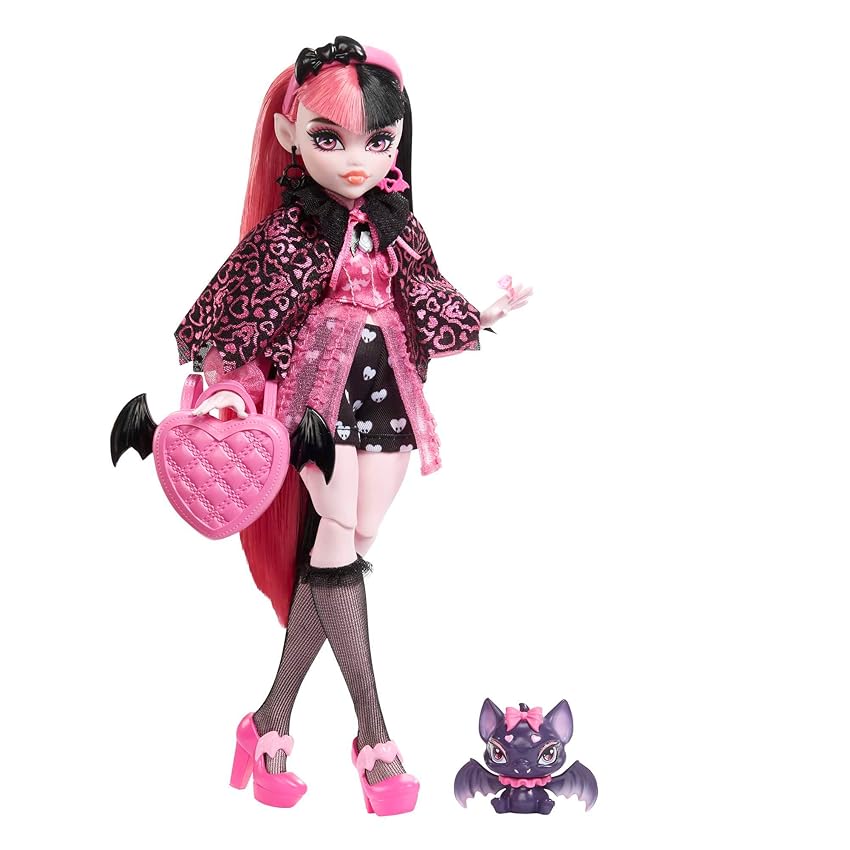 Immagine del prodotto Monster High - Draculaura, bambola con accessori e cucciolo di pipistrello, snodata e alla moda con capelli rosa e neri, Giocattolo per Bambini 4+ Anni, HHK51