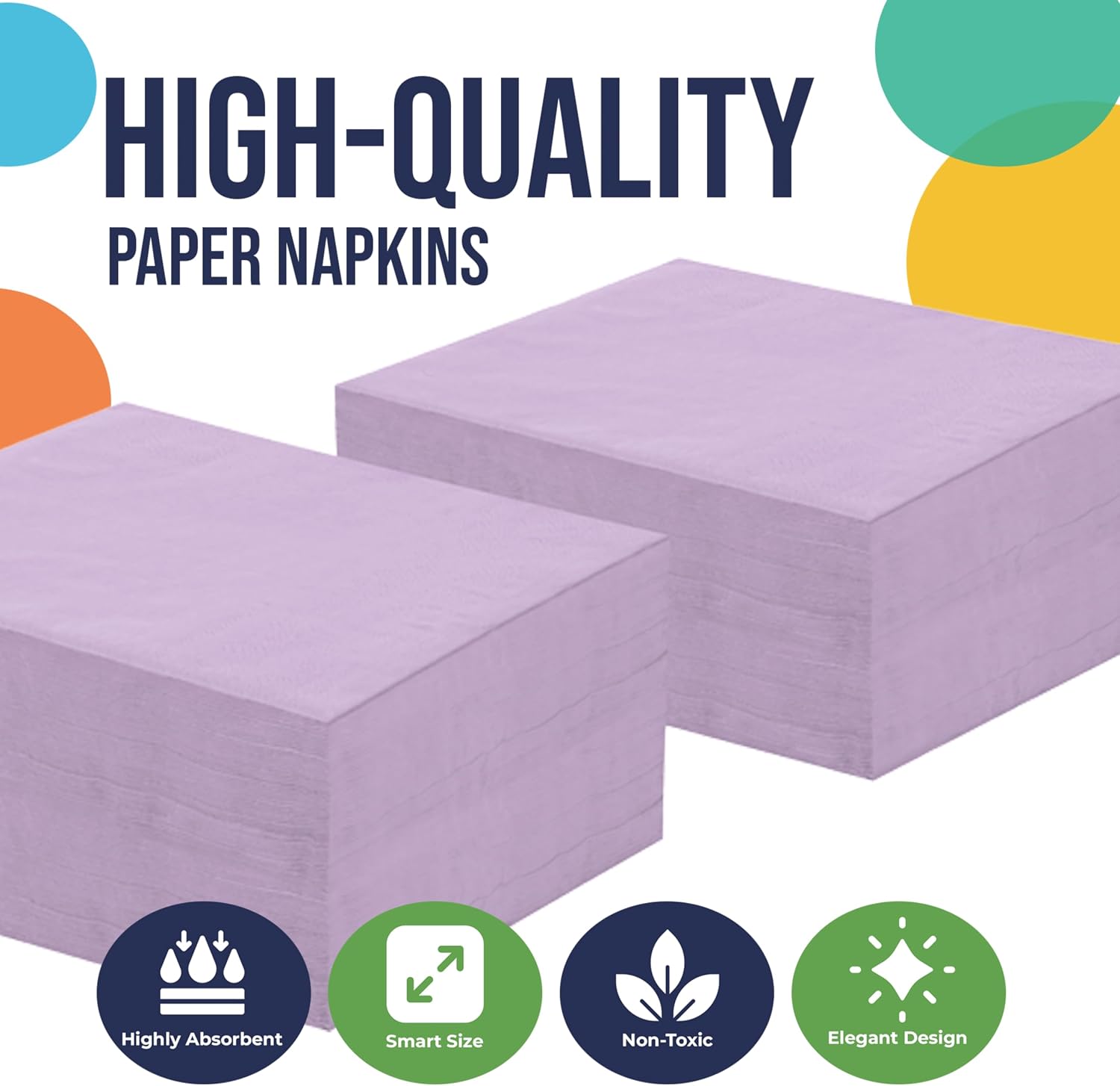 Party Solids Lavender Napkins Disposable Everyday 300 Pcs 2 Ply Lavender Dinner Napkins Bulk For Parties & Party Supplies