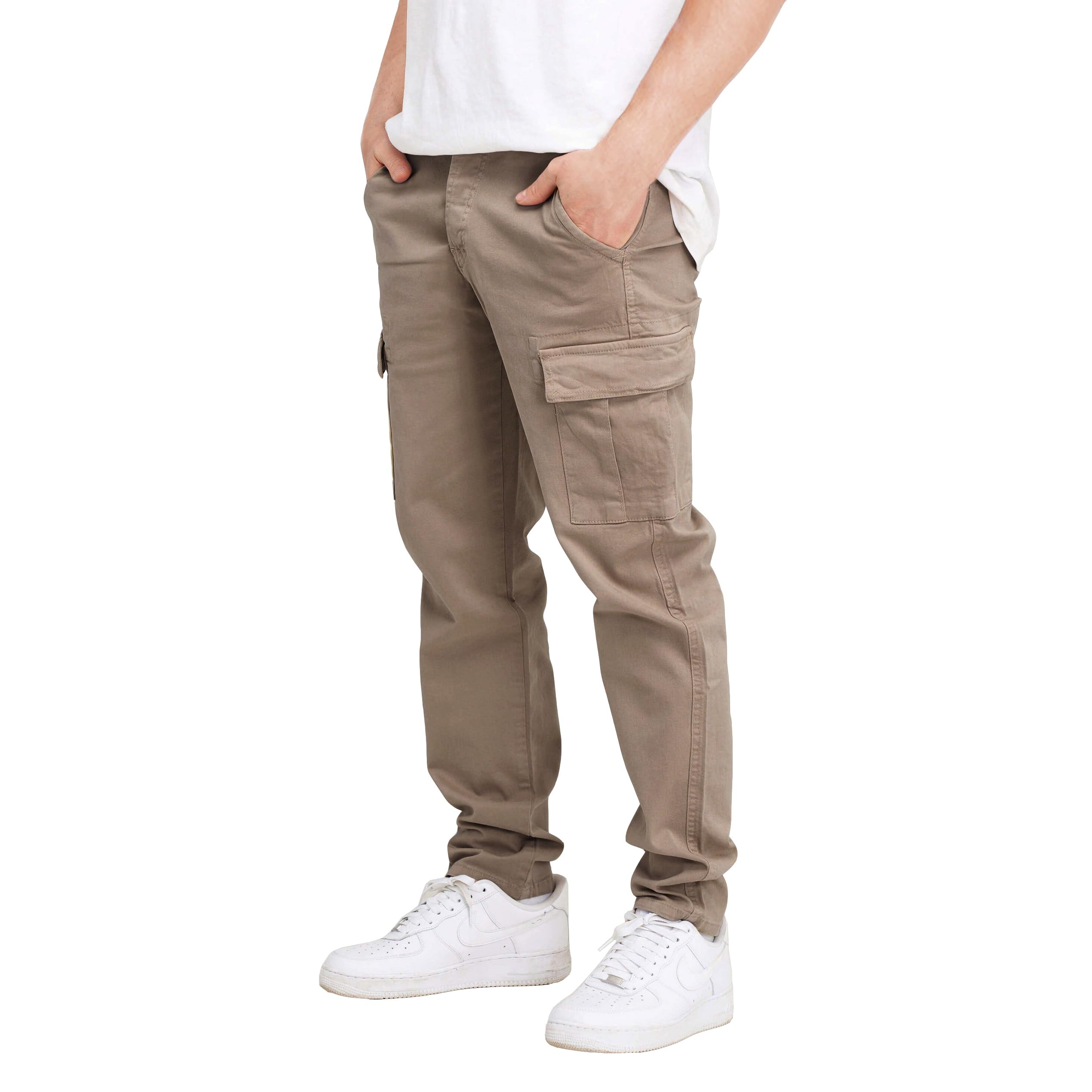 THWEI Cargo Pants for Men Casual Cotton Work Sweatpants Light Coffee L