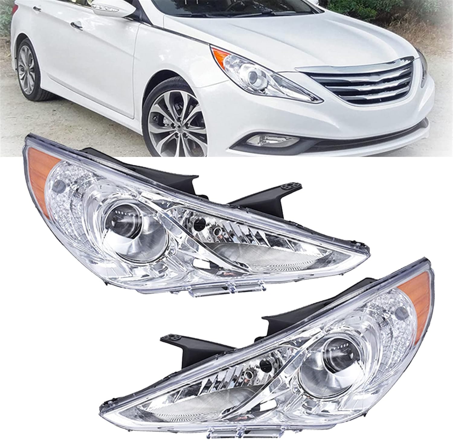 labwork Headlights Lamps Replacement for Sonata 2011-2014 Projector Headlight Set Driver Side and Passenger Side