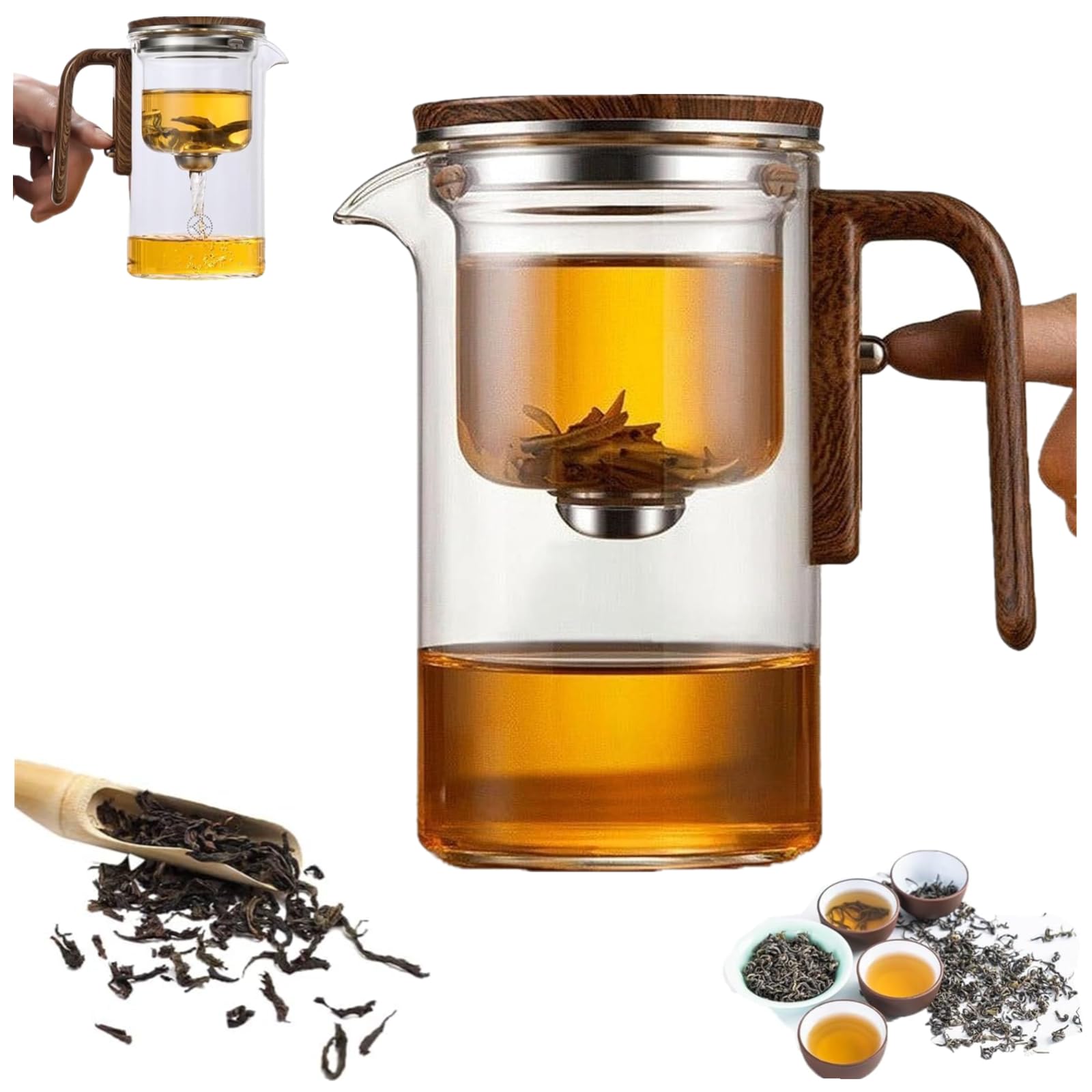 Enchantipot Magic Water Separation Glass Enchantipot, Press Control Tea Pot for Loose Tea (S-500ml Enchantipot Magic Water Separation Glass Enchantipot, Press Control Tea Pot for Loose Tea (S-500ml