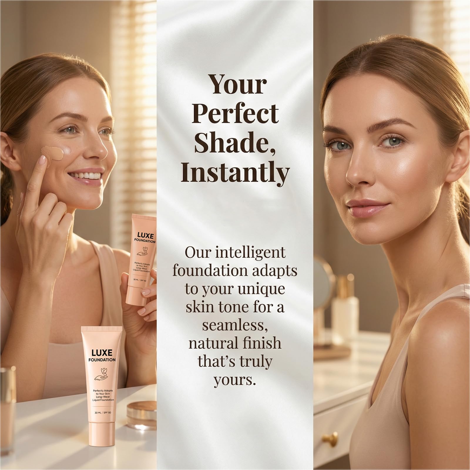 for Women, Smart Shade-Adapting Long-Wear Liquid Foundation, Hyaluronic Acid & Vitamin E, Creates Flawless Skin, Perfectly Blends with Your Complexion, SPF50, 30 ML — view 6
