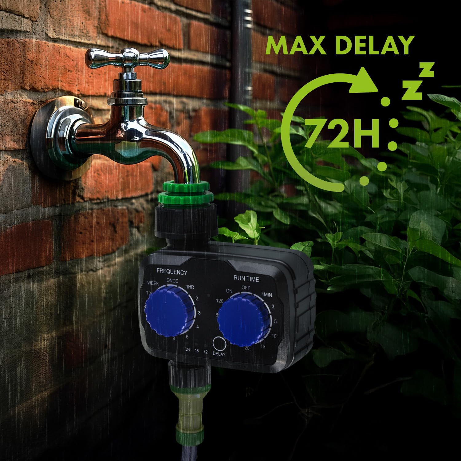 Green Blue Contrôleur électronique d'irrigation | Contrôle précis pour l'arrosage du jardin | Fréquence et durée d'arrosage réglables | Fonctionne avec piles IP55 résistant aux intempéries GB391