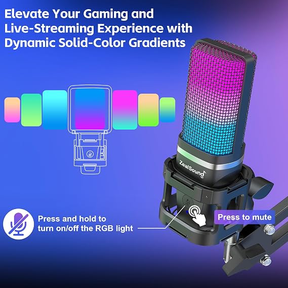 ZealSound Gaming USB Microphone a68s-us and k66p Bundle