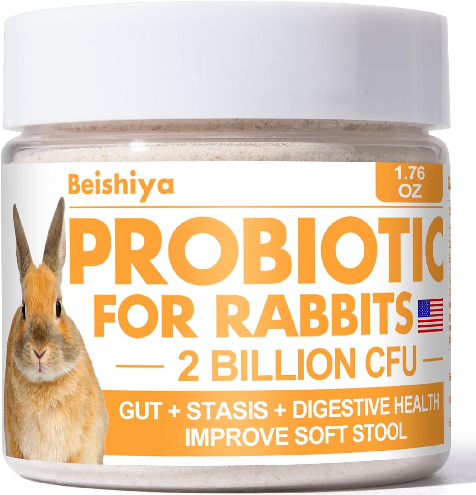 Probiotics for Rabbits, 2 Billion CFUs, Rabbit Digestive Health Support, All-Natural Rabbit Probiotics for Gut Health, Prevent GI Stasis & Soft Stool, Reduce Diarrhea & Gas, 125 Servings