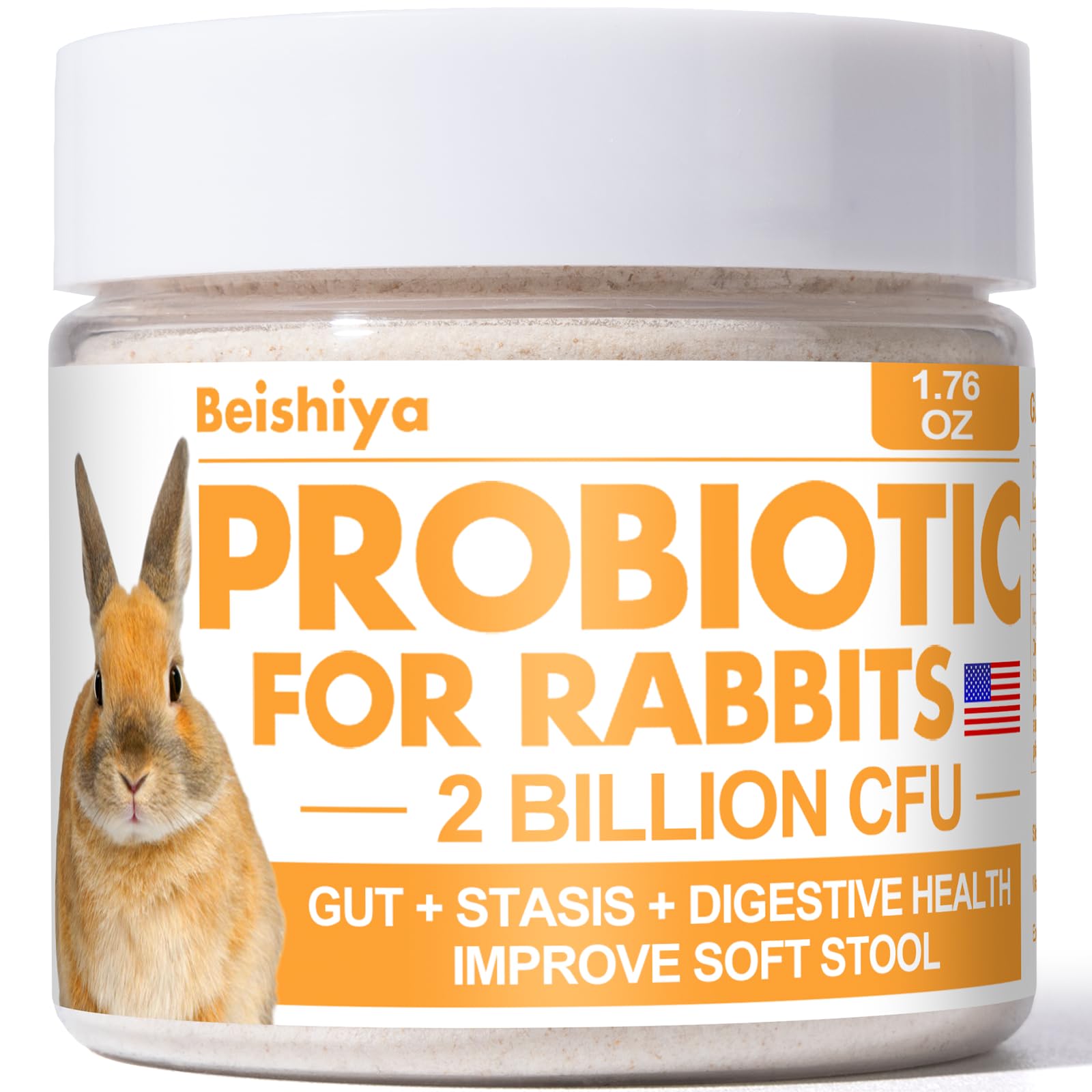 Probiotics for Rabbits, 2 Billion CFUs, Rabbit Digestive Health Support, All-Natural Rabbit Probiotics for Gut Health, Prevent GI Stasis & Soft Stool, Reduce Diarrhea & Gas, 125 Servings