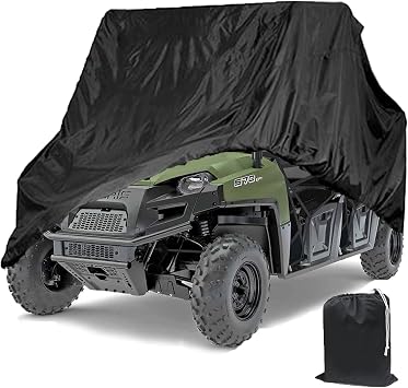 Waterproof UTV Cover,Heavy Duty Oxford Cloth for Polaris RZR Yamaha Can-Am Defender Kawasaki Ranger Cover 2-4 Passenger Black Protects 4 Wheeler Integrated Trailer System,115" x 60" x 75"