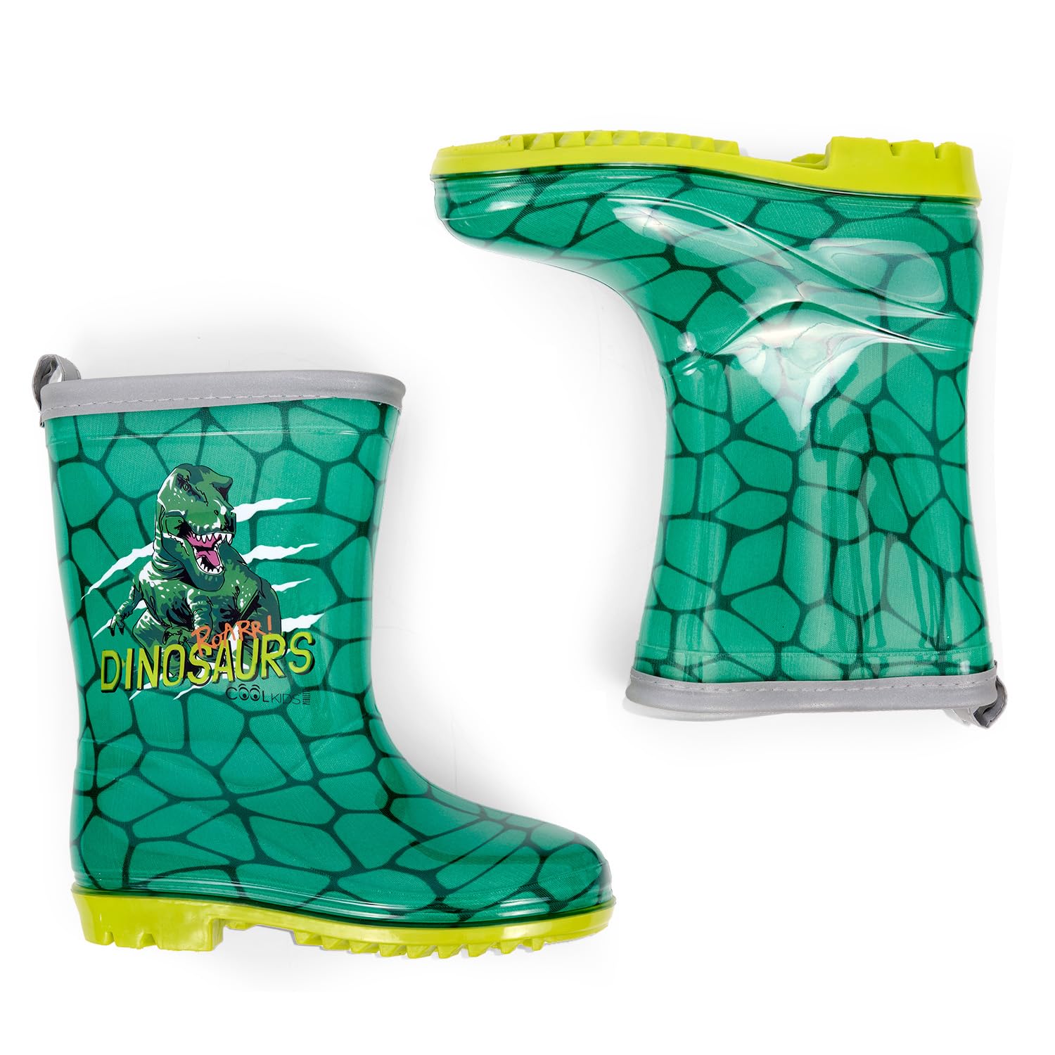 PERLETTI Bottes Pluie Enfant Dinosaures - Bottines Réfléchissantes Imperméables Garçon