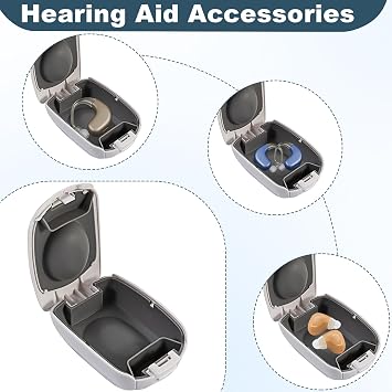 Hearing Aid Case Hard Pocket Size, Cushioned Interior for 2 Hearing Aids, Hearing Aid Accessories, Waterproof Drop Resistance Storage Box, Black
