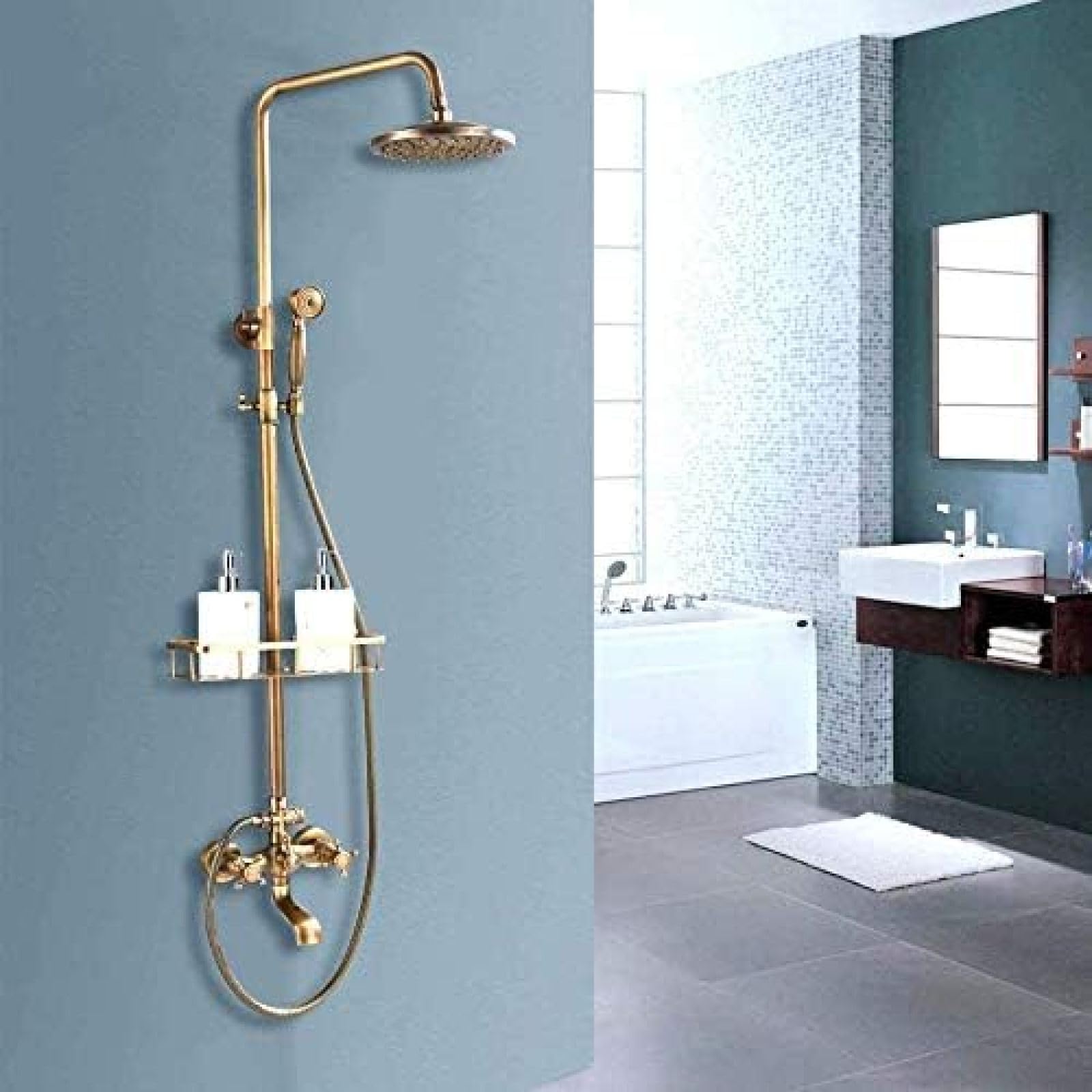 Système de douche complet en laiton pour une ambiance spa et bain relaxant