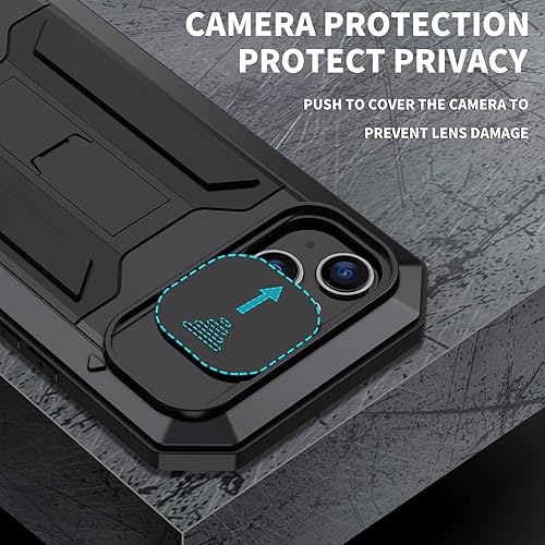 Miniatura 2 de Lunivop Funda de metal compatible con iPhone 14 Plus, protección de cámaras de alta resistencia, protección completa de 360 grados con protector de
