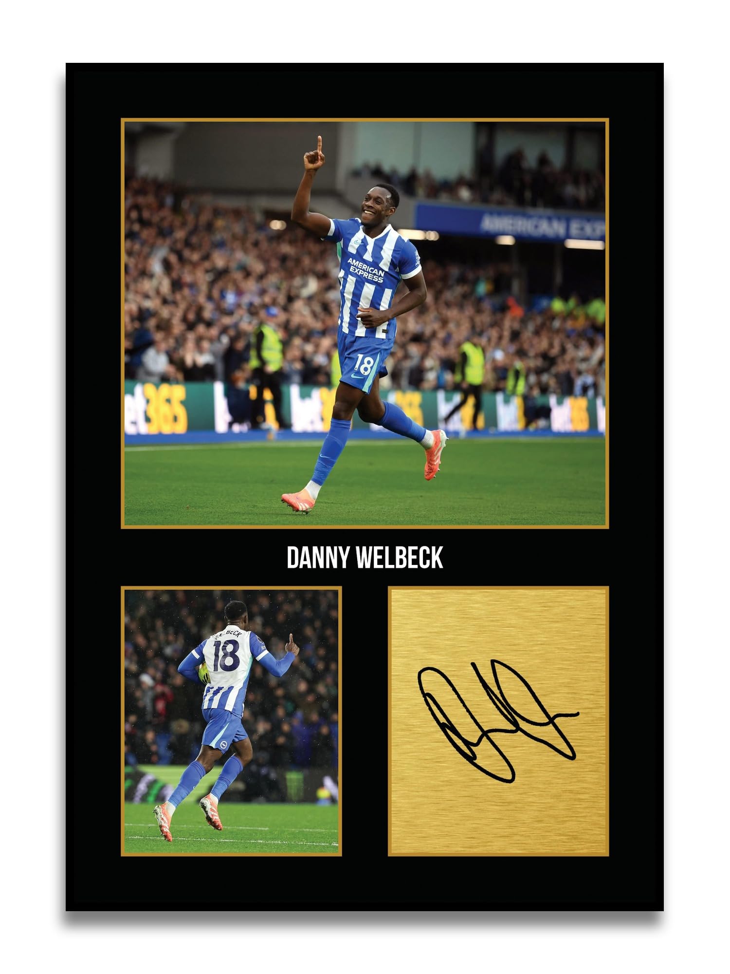 HWC Trading Danny Welbeck Brighton & Hove Albion Gifts Printed Signed Autograph Picture for Football Fans and Supporters (ID-004986) - A4 Print Only
