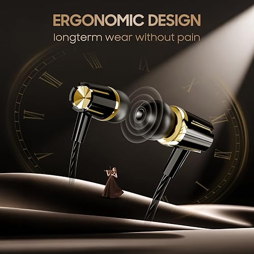 Miniatura 3 de Rayleigh Paquete de 3 auriculares USB C con micrófono, auriculares con cable con graves pesados, auriculares tipo C con aislamiento de ruido, Negro