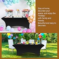 Vista 7 de Paquete de 6 manteles de elastano, manteles de elastano elásticos de 6 pies para mesas de 6 pies, mantel elástico rectangular universal ajustable