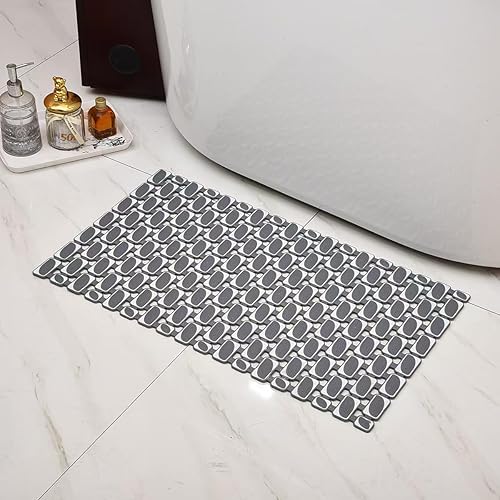 Alfombrillas antideslizantes para baño con ventosas y agujeros de drenaje, tapete de ducha de 27.55 x 15.7 pulgadas, tapete de baño de secado rápido