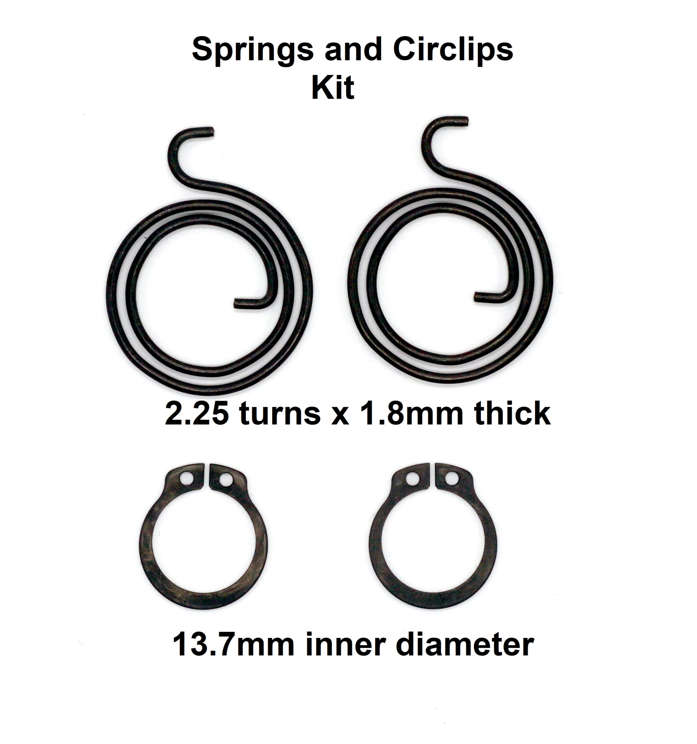 Door Handle Repair Kit 4 Springs 2.25 Turns x 1.8mm Thick and 4 Circlips of 13.7mm Inner Diameter Pack of 8 (4 Springs and 4 Circlips) (2.25 Turns x 1.8mm Kit) - Image 2