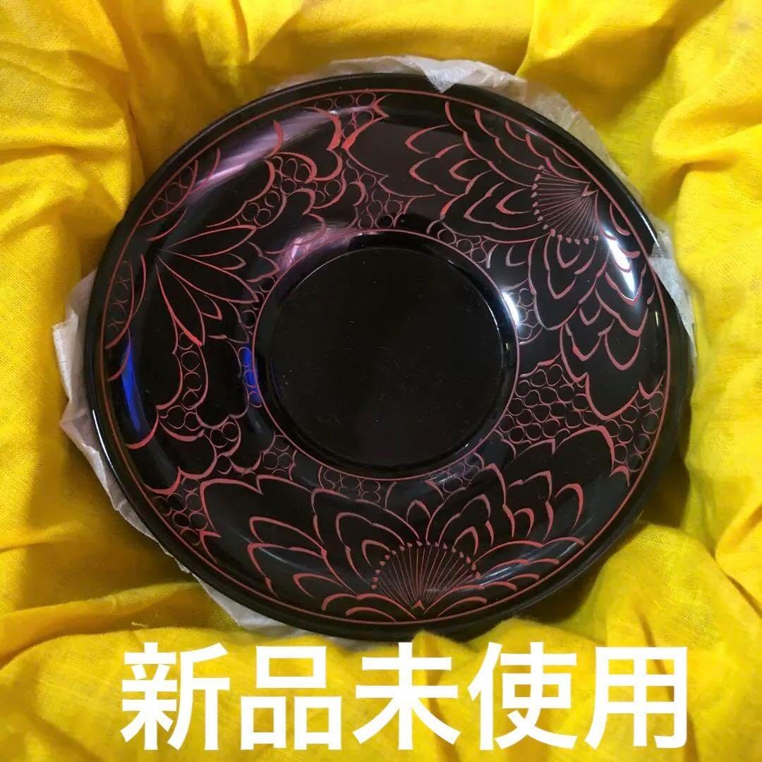 輪島塗 茶托 五島屋謹製 角野岩次 監修 5客セット 共箱付 漆器 沈金 輪島塗 茶托 五島屋謹製 角野岩次 監修 5客セット 共箱付 漆器