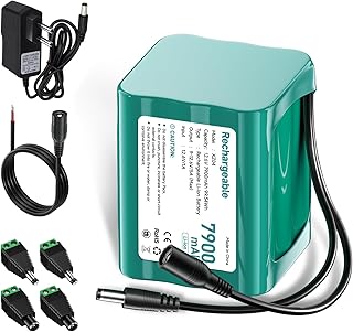 Mspalocell 12 V Battery 7900 mAh DAB Radio 12.6 V Lithium Battery with Charger & Plug Adapter & Connection Line, for Soundboks, Solar Panel, Headlight Rear Light, Bicycle Lighting, Stage Piano, Sonar