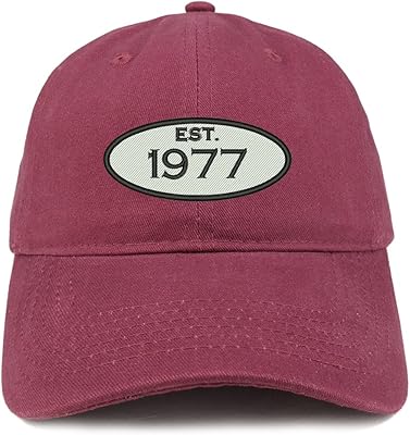 Trendy Apparel Shop Established 1977 Embroidered 46th Birthday Gift Soft Crown Cotton Cap - Maroon