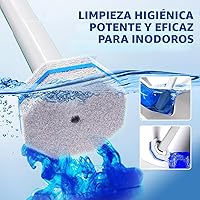 Vista 2 de Sistema de Cepillo de Limpieza Desechable para Inodoro con 50 uds. de Almohadillas de Repuesto Cabezales, Varilla de Limpieza para Inodoro, Kit
